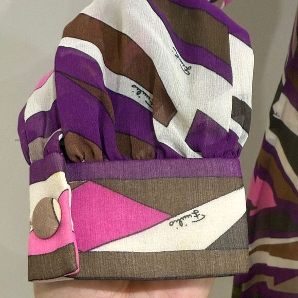 Vintage Emilio Pucci  100% Silk Midi Geometric Patterned Dress  Size 8 - Picture 7 of 9